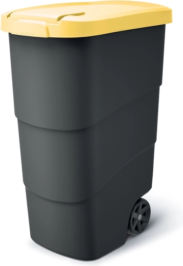 Tuinafvalcontainer WHEELER 90 l, antraciet met geel deksel
