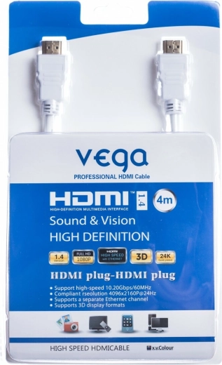 HDMI-kabel 4 m 10,2 Gb/s wit VEGA