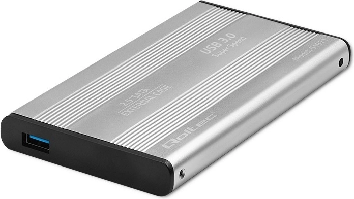 Aluminium externe behuizing voor 2,5" SSD/HDD SATA, USB 3.0, zilver