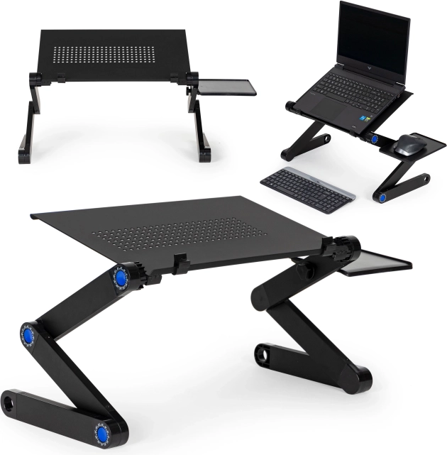 Opvouwbare verstelbare aluminium laptopstandaard met muishouder