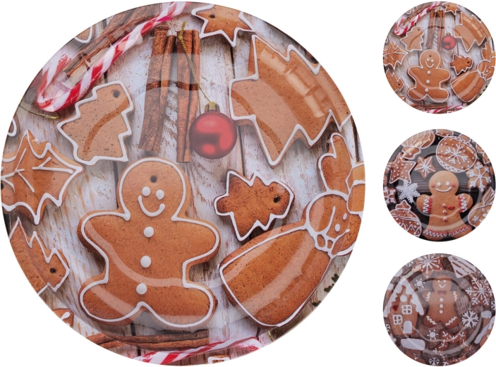 Blikken kerstbord 26 cm – mix van decoraties