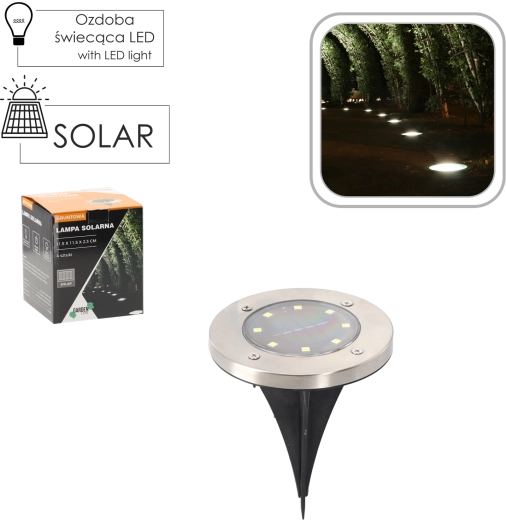 Set van 4 verzonken solarlampen voor in de tuin, zilver, 11,5 × 11,5 × 2,3 cm