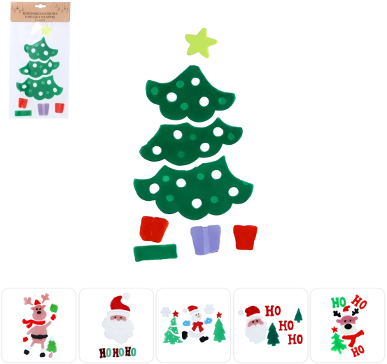 Kerst-gelstickers voor ramen 15 × 30 cm, set van 6 motieven