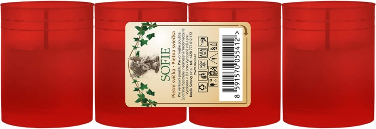 Vervangende grafkaars rood 6 cm, paraffine, 4×15 u, 4 stuks