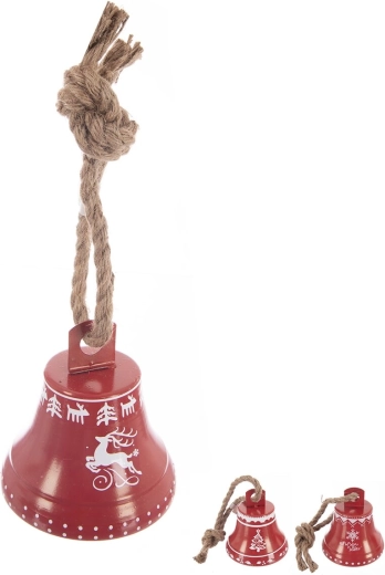 Hangende decoratieve bel van metaal en jute – rood
