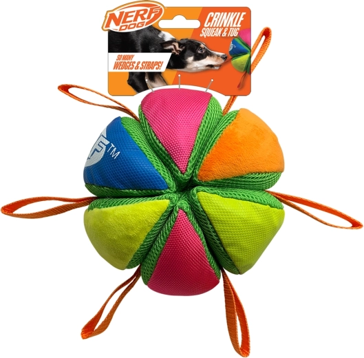 Nerf Dog piepend en knisperend balletje met lussen 15 cm