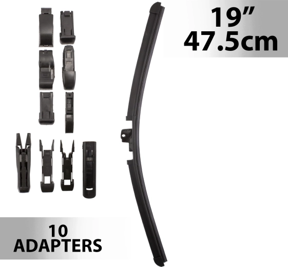 Carguard ruitenwisser 19 inch / 47,5 cm met 10 adapters