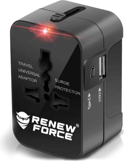 Universele reisadapter met USB en USB-C