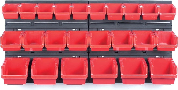 Hangpaneel met 24 gereedschapsbakjes ORDERLINE 800 × 165 × 400 mm