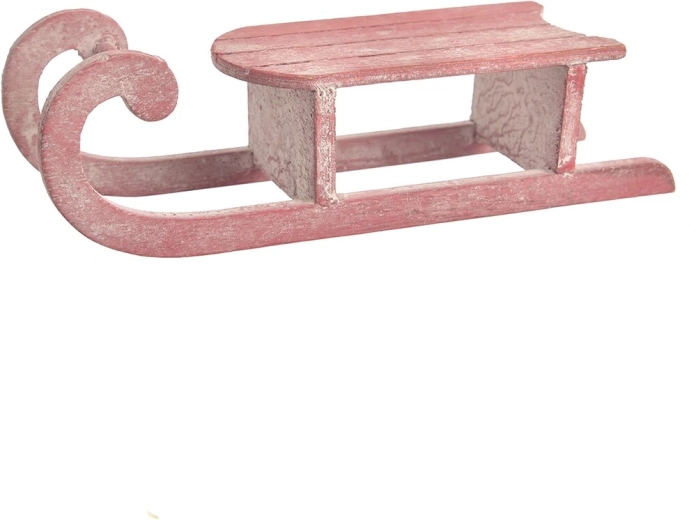 Houten slee rood – decoratie 20 cm