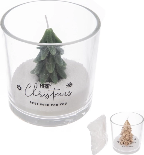 Kaars in glas met boompjesmotief 158 g