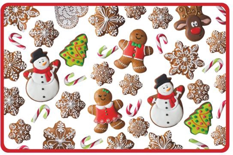 Kerst plastic placemat Peperkoekjes 28,5 × 44 cm
