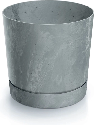 Bloempot met betoneffect 10,8 cm, grijs, van gerecycled plastic