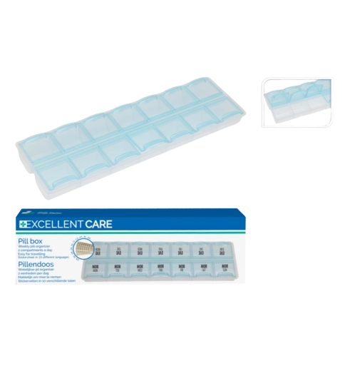 Wekelijkse medicijndoos met 4 vakjes per dag