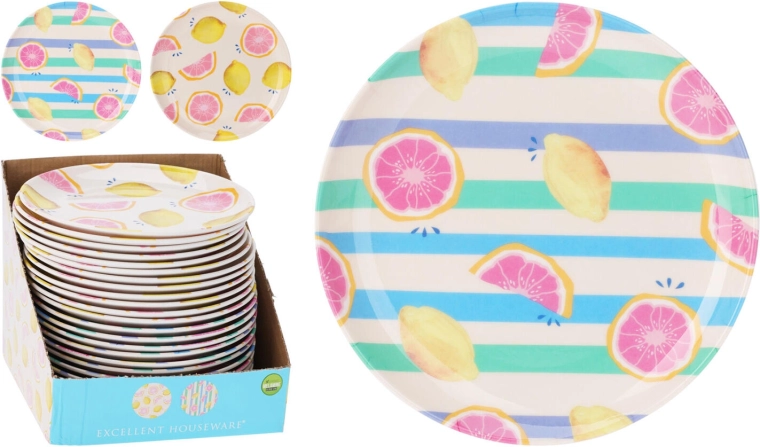 Platte melamine bord 20 cm met fruitmotief