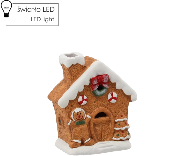 Kerstfiguur – peperkoekenhuisje met LED-verlichting 12,5 × 6,5 × 14,5 cm