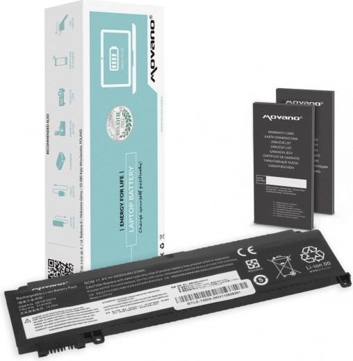 Movano batterij voor Lenovo ThinkPad T460s en T470s (voorzijde) 2000 mAh 23 Wh