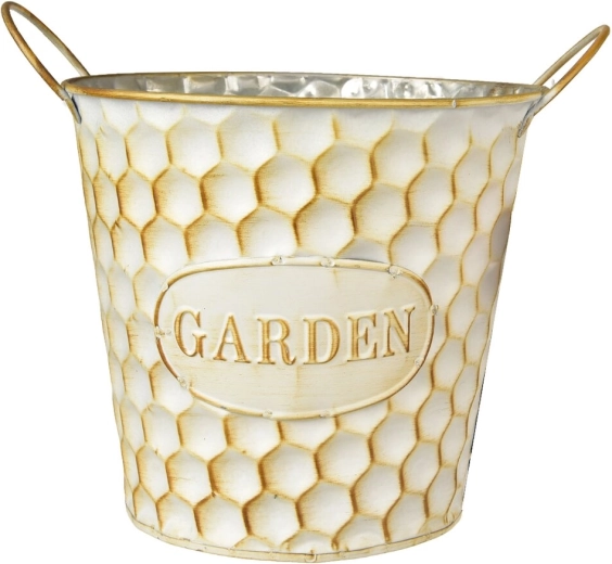 Metalen bloempot GARDEN beige