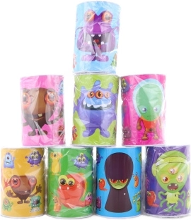 Metalen spaarpot met monstertjes