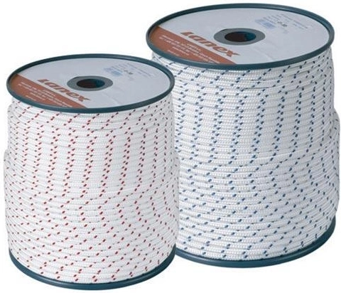 Polyamide startkoord 4 mm, wit‑blauw, 100 m