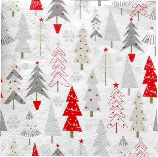 Kerstservetten met kerstboompjes, 3-laags, 33 × 33 cm