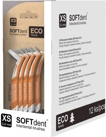 Softdent eco interdentale borsteltjes 0,4 mm XS gebogen