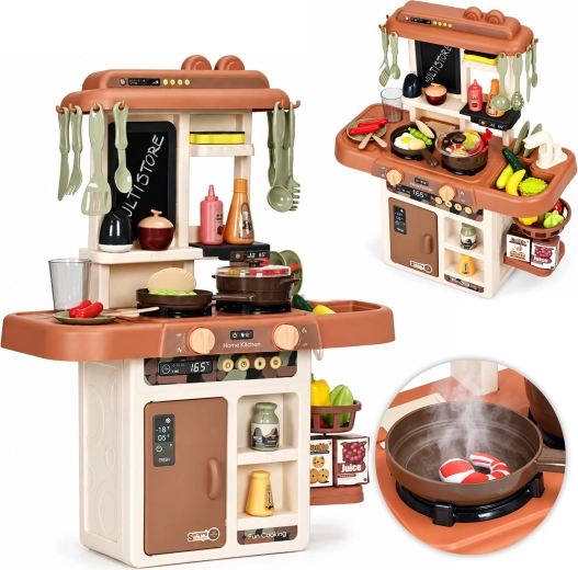 Kinderkeuken met geluiden, ledverlichting, stoom en 55 accessoires