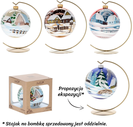 Kerstbal met decor 120 mm - 1 stuk