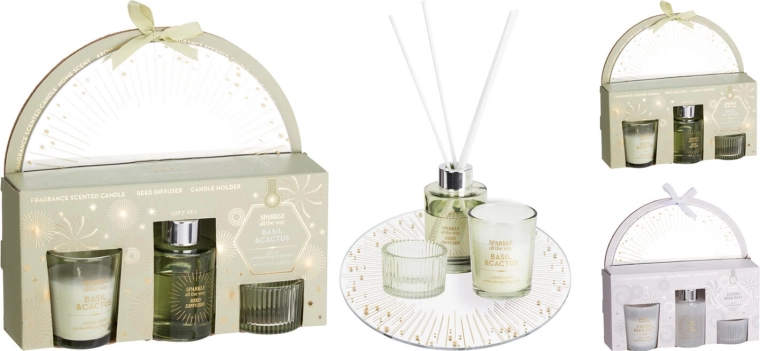 Cadeauset met aromadiffuser, kaarsenhouder en dienblad