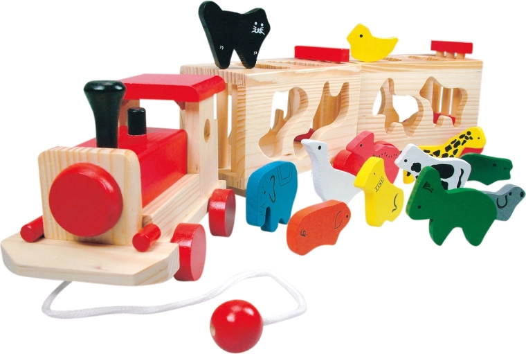 Bino houten treintje met dieren