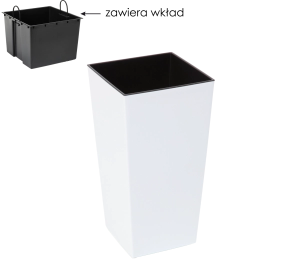 Bloempot Finezja met inzet 30 × 30 cm wit glans