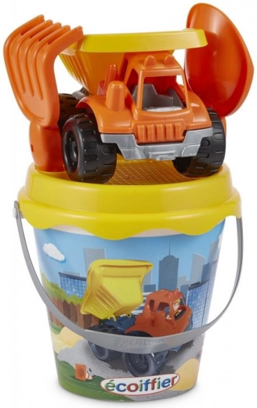 Emmertje voor zand met bouwtruck en accessoires 17 cm