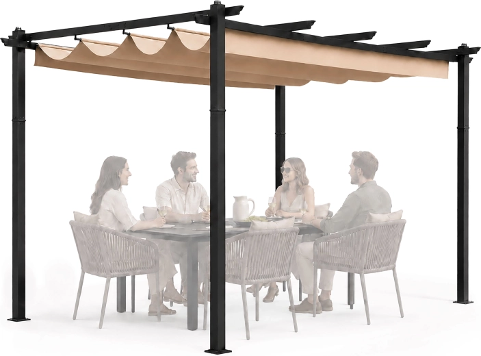 Tuinpergola MultiGarden 3 × 4 m met schuifdak, beige