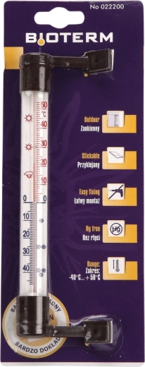 Raamthermometer om te plakken of vast te schroeven 19 × 1,9 cm