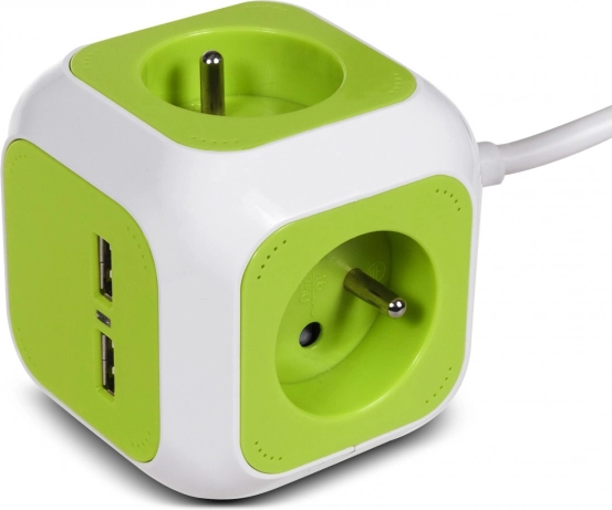 Kubusvormig verlengblok met 4x schuko en 2x USB, 1,4 m GREENBLUE Magic Cube
