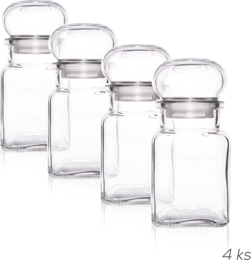 Glazen kruidenpotjes TK150, set van 4 stuks