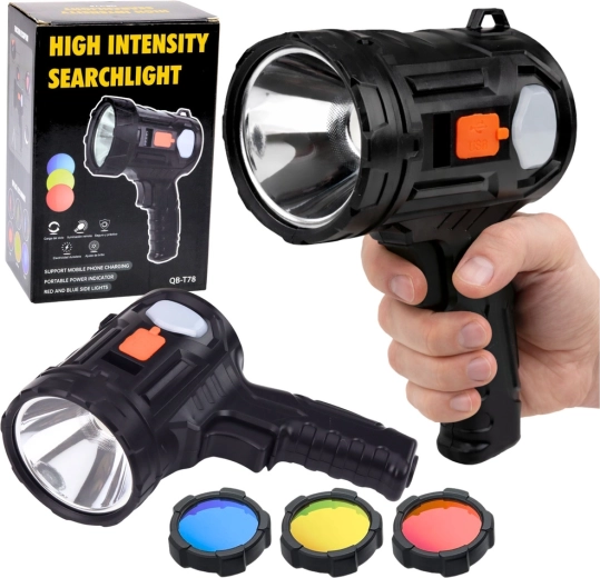 zonne-LED handschijnwerper met 6 modi en verwisselbare filters 19 cm