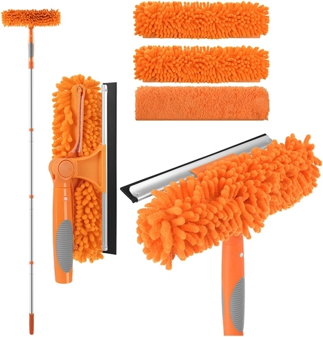 Telescopische raamreiniger 3-in-1 RUHHY 1,8 m met trekker en microvezel