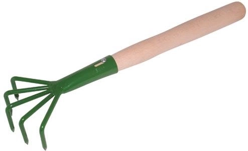 Tuinhandkrabber met 5 tanden en houten handvat 24 cm