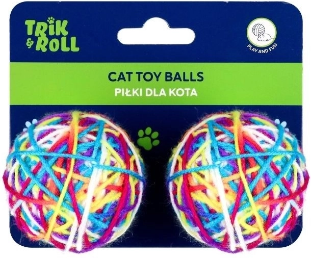 Kattenballen van rubber en garen 6 cm - 2 stuks