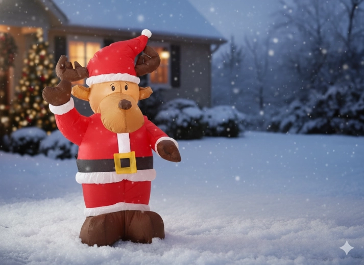 Opblaasbaar kerst rendier met LED-verlichting 135 cm