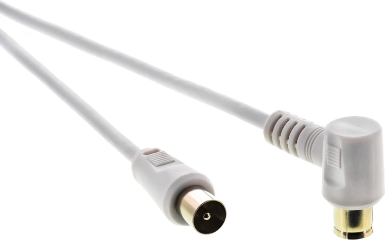 Sencor coaxiale antennekabel stekker–contactdoos 90° 5 m wit