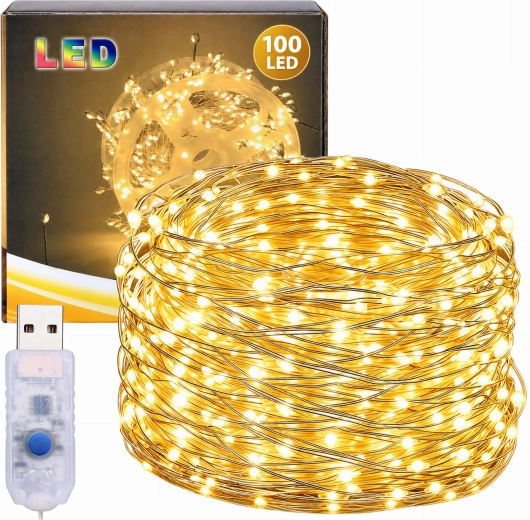 Kerstverlichtingssnoer op draad met 100 LED-lampjes, 3 m - 1 stuk