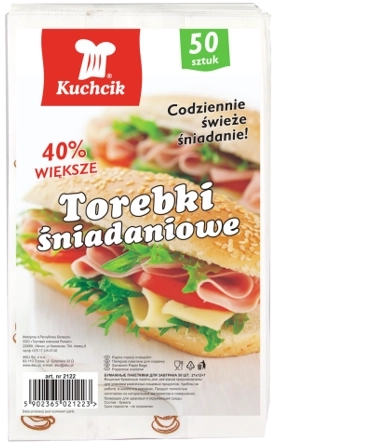 Papieren lunchtasjes KUCHCIK 21 × 12,5 × 7 cm, 50 stuks