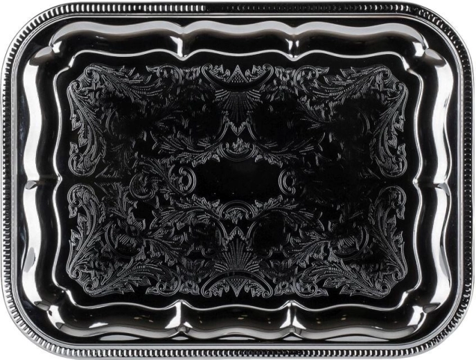 Vierkant serveerblad AKCENT 41 × 31 cm, chroom