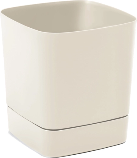 Bloempot met onderschotel Clima 190 × 190 mm beige van gerecycled plastic