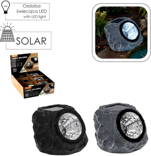 Zonnelamp voor de tuin in steenimitatie 12,6 × 14,4 × 10 cm