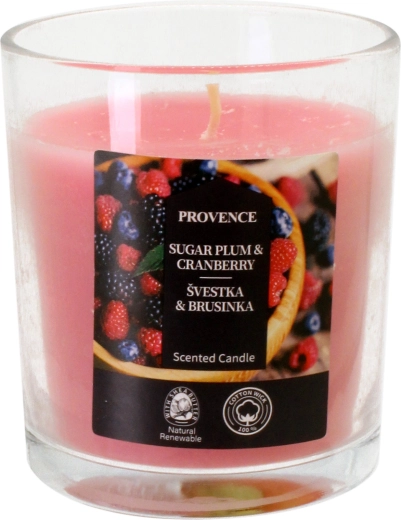 Geurkaars in glas pruim en veenbes 7 x 8 cm