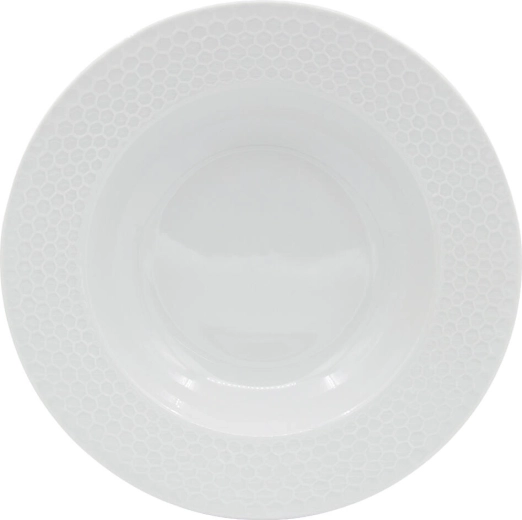 Diep porseleinen bord Honeycomb wit 25,5 cm