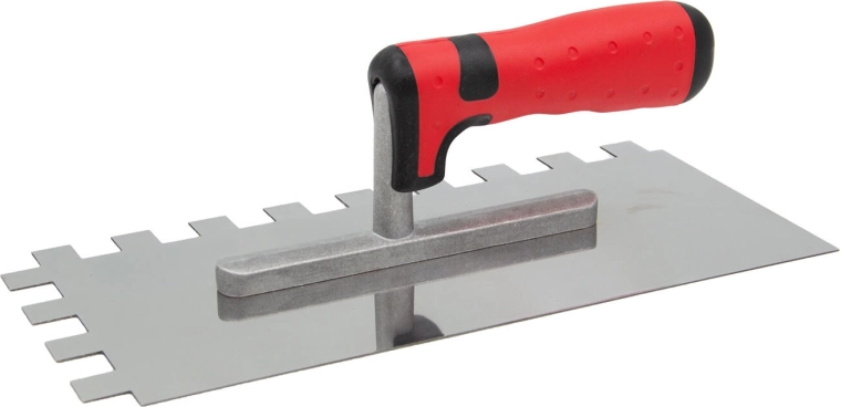 RVS troffel met tanden 15 × 15 mm, 280 × 130 mm